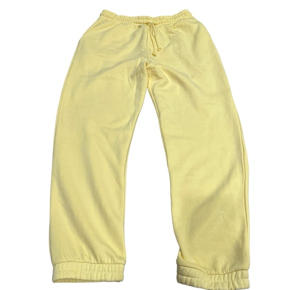 Zara Yellow Sweat Pants Joggers Classic Elastic Drawstring Waist Size Large NWT - Picture 2 of 13